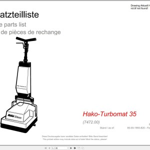 Hako Hako-Turbomat 35 (7472.00) Spare Parts List