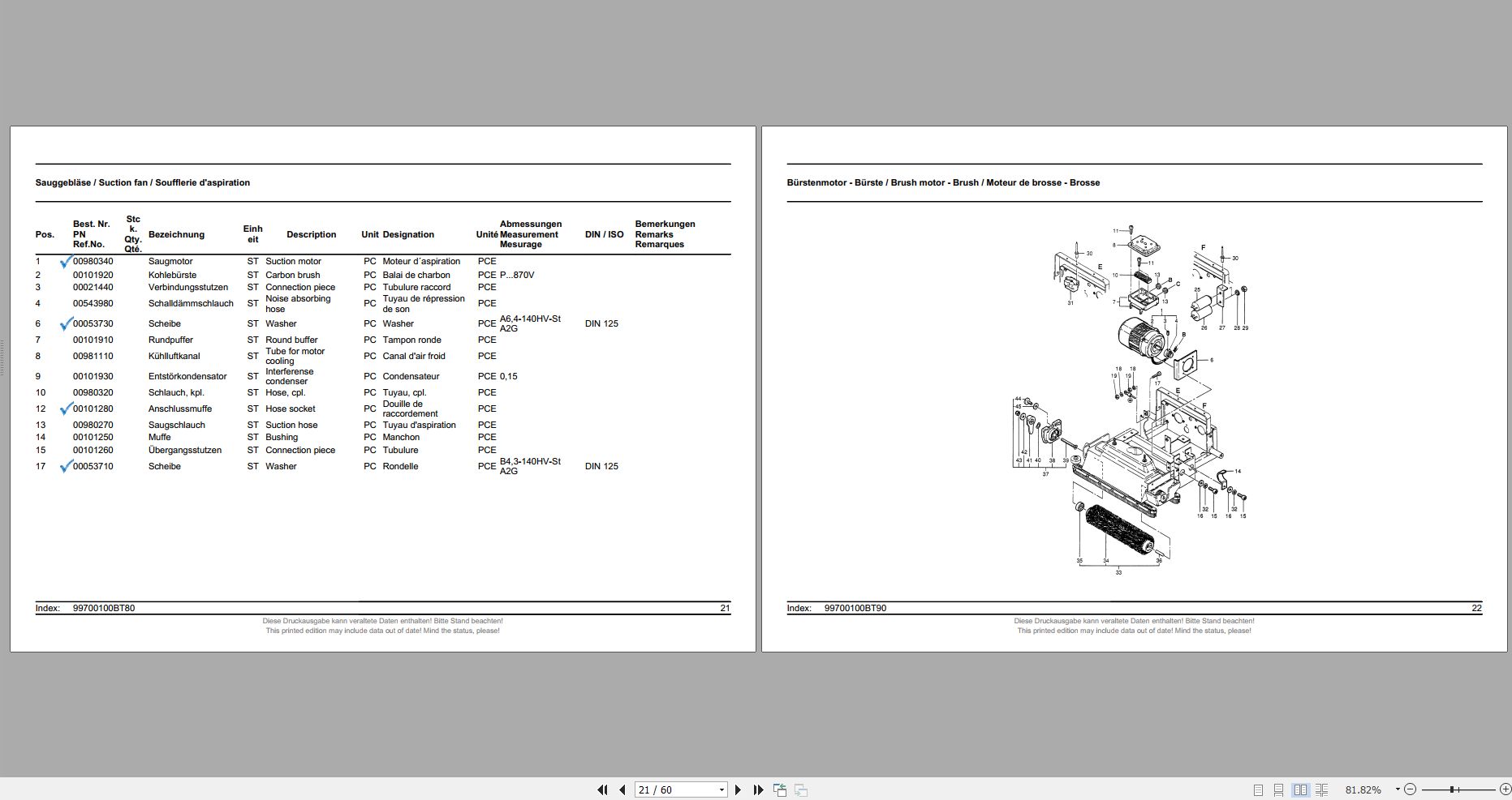 Hako Hakomatic 1000 Spare Parts List