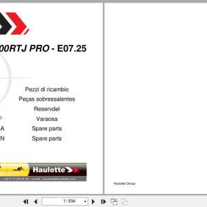 Haulotte HA32RTJ PRO HA100RTJ PRO Spare Parts Catalog 4000415530 07.2025 EN FR