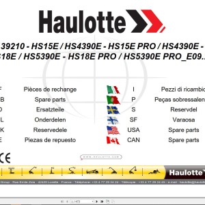 Haulotte HS15E to HS5390E PRO Parts Manual 4001139210