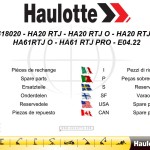 Haulotte HA20RTJ to HA61RTJ PRO Parts Catalog