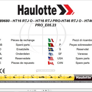 Haulotte HT16 RTJ O to HT46 RTJ PRO Parts Manual 4001089680