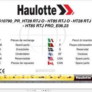 Haulotte HT28 RTJ O to HT85 RTJ PRO Parts Manual 4000610790