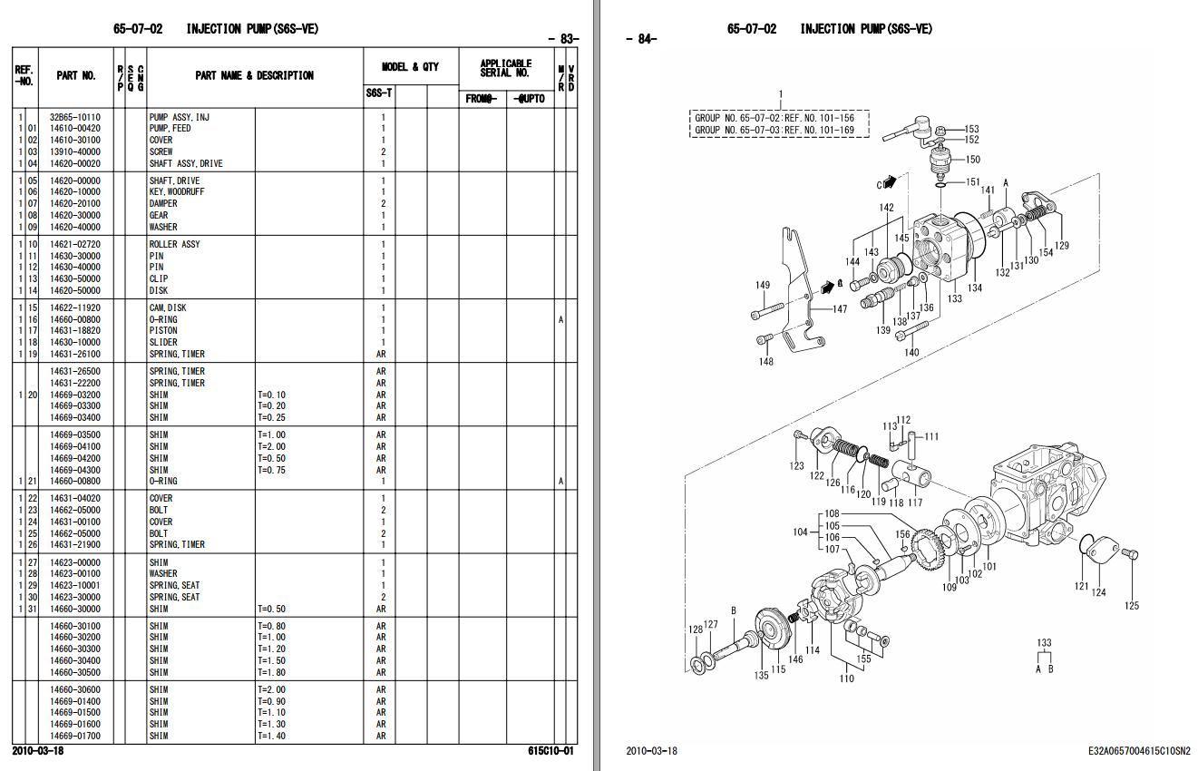 Mitsubishi Diesel Engine S6s-t Parts Catalogue