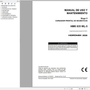 Hidromek HMK635WL-5 Stage 5 Operation Manual L217200402 2026 ES