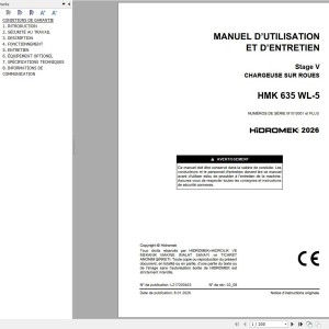 Hidromek HMK635WL-5 Stage 5 Operation Manual L217200403 2026 FR