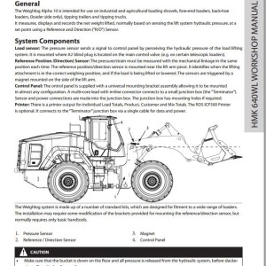 Hidromek HMK 640WL Weighlog ALPHA10 Weighing System Workshop Manual