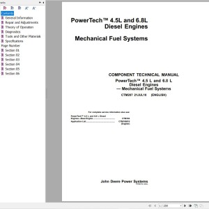 John Deere PowerTeach 4.5L 6.8L Mechanical Fuel Systems-Technical Manual CTM207 2010