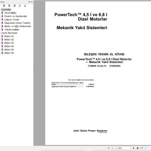 John Deere PowerTeach 4.5L 6.8L Mechanical Fuel Systems-Technical Manual CTM485 2010 TR