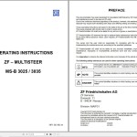 ZF MS-B 3025 MS-B 3035 Operation Workshop Manual PDF