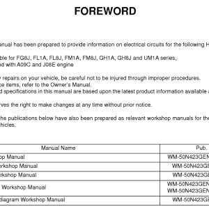 Hino FG8J GH8J J08E Workshop Manual WM-50N624TWNEH