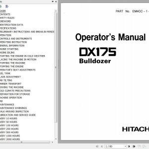 Hitachi DX175 Operator's Manual EM4CC-1-1