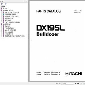 Hitachi DX195L Parts Catalog P4CD-1-1