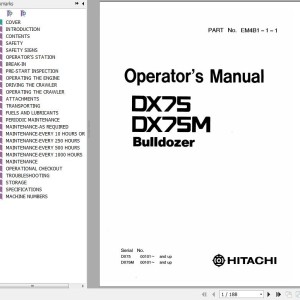 Hitachi DX75 DX75M Operator's Manual EM4B1-1-1