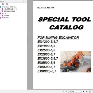 Hitachi EX1200-5 To EX8000-6 Specical Tool Catalog For Mining Excavator STCA-ME-19-0
