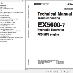 Hitachi EX5600-7 FCO MTU Engine Technical Manual Troubleshooting TTKGD90-EN-01