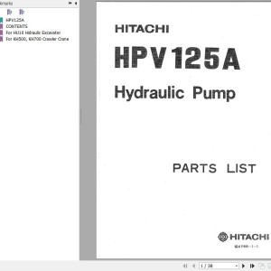 Hitachi HPV125A Hydraulic Pump Parts List P890-1-1