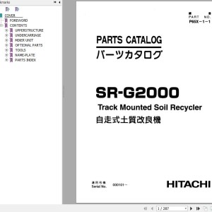 Hitachi SR-G2000 Track Mounted Soil Recycler Parts Catalog