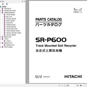 Hitachi SR-P600 Track Mounted Soil Recycler Parts Catalog P65E-1-1