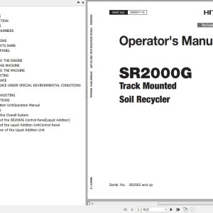 Hitachi SR2000G Track Mounted Soil Recycler Operator's Manual EM65Y-1-5