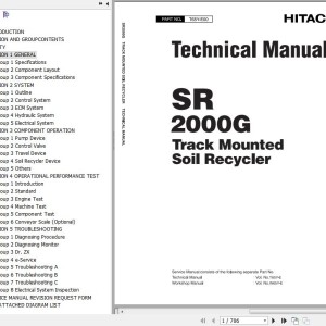 Hitachi SR2000G Track Mounted Soil Recycler Technical Manual T65Y-E-00