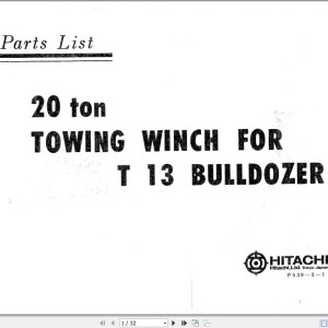 Hitachi T13 20 Ton Towing Winch Parts List P539-3-1