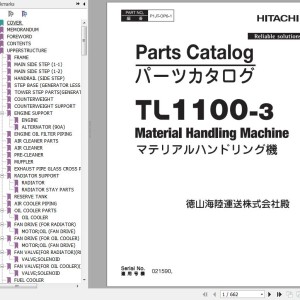 Hitachi TL1100-3 Material Handling Machine Parts Catalog