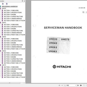 Hitachi UH033 UH043 UH053 UH063 UH073 Serviceman Handbook KH-00A-00