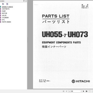 Hitachi UH055-7 UH073 Parts List