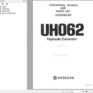 Hitachi UH062 Operator's Manual & Parts List EMP7309-DD-1