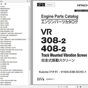 Hitachi VR308-2 VR408-2 KOBUTA V1505-E3B-SCHC-1 Engine Parts Catalog P8V6-EG1-1