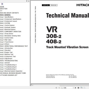 Hitachi VR308-2 VR408-2 Track Mounted Vibration Screen Technical Manual T8V5-E-00