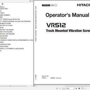 Hitachi VR512 Track Mounted Vibration Screen Operator's Manual EM8V3-1-1
