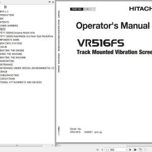 Hitachi VR516FS Track Mounted Vibration Screen Operator's Manual EM8V4-1-1