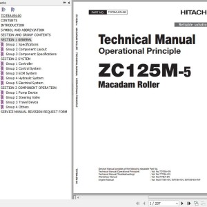 Hitachi ZC125M-5 Macadam Roller Technical Manual Operational Principle TOTBA-EN-00