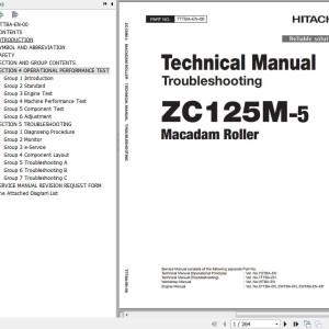 Hitachi ZC125M-5 Macadam Roller Technical Manual Troubleshooting TTTBA-EN-00