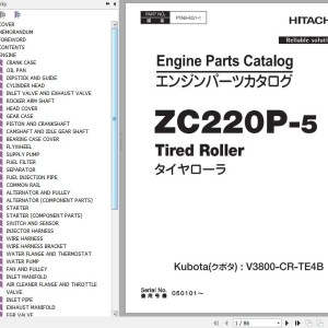 Hitachi ZC220P-5 KOBUTA V3800-CR-TE4B Engine Parts Catalog PTAB-EG1-1