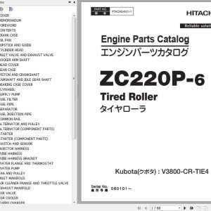 Hitachi ZC220P-6 KOBUTA V3800-CR-TIE4 Engine Parts Catalog PTACA0-EG1-1