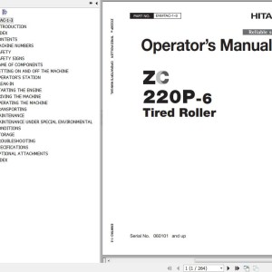 Hitachi ZC220P-6 Tired Roller Operator’s Manual ENMTAC-1-3