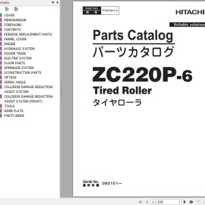 Hitachi ZC220P-6 Tired Roller Parts Catalog