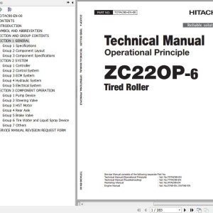 Hitachi ZC220P-6 Tired Roller Technical Manual Operational Principle TOTAC90-EN-00