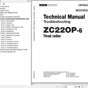 Hitachi ZC220P-6 Tired Roller Technical Manual Troubleshooting TTTAC90-EN-00