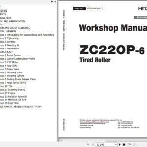 Hitachi ZC220P-6 Tired Roller Workshop Manual WTAC90-EN-00