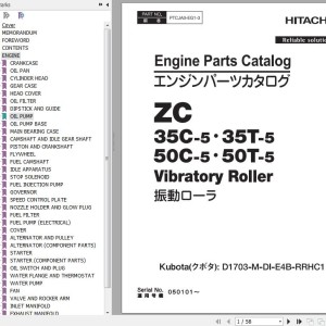 Hitachi ZC35C-5 ZC35T-5 ZC50C-5 ZC50T-5 KOBUTA D1703-MDI-E4B-RRHC01 Engine Parts Catalog PTCJA0-EG1-3