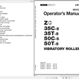 Hitachi ZC35C-5 ZC35T-5 ZC50C-5 ZC50T-5 Vibratory Roller Operator’s Manual ENMTCJ-1-6