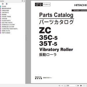 Hitachi ZC35C-5 ZC35T-5 ZC50C-5 ZC50T-5 Vibratory Roller Parts Catalog