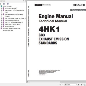 Hitachi ZH200-5 ZX225US-5A Series ISUZU 4HK1 GB3 Exhaust Emmission Standards Engine Manual Technical Manual ETDCY-EN-00