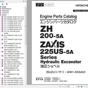 Hitachi ZH200-5 ZX225US-5A Series ISUZU 4HK1-XKSA03 Engine Parts Catalog 4HK1-XKSA03-7