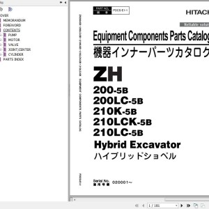 Hitachi ZH200-5B ZH200LC-5B ZH210K-5B ZH10LCK-5B ZH210LC-5B Parts Catalog