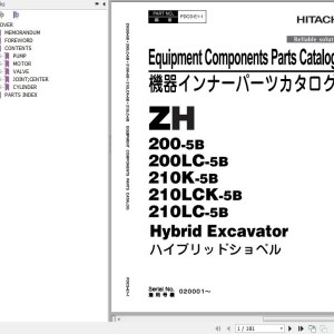 Hitachi ZH200-5B ZH200LC-5B ZH210K-5B ZH210LCK-5B ZH210LC-5B Parts Catalog